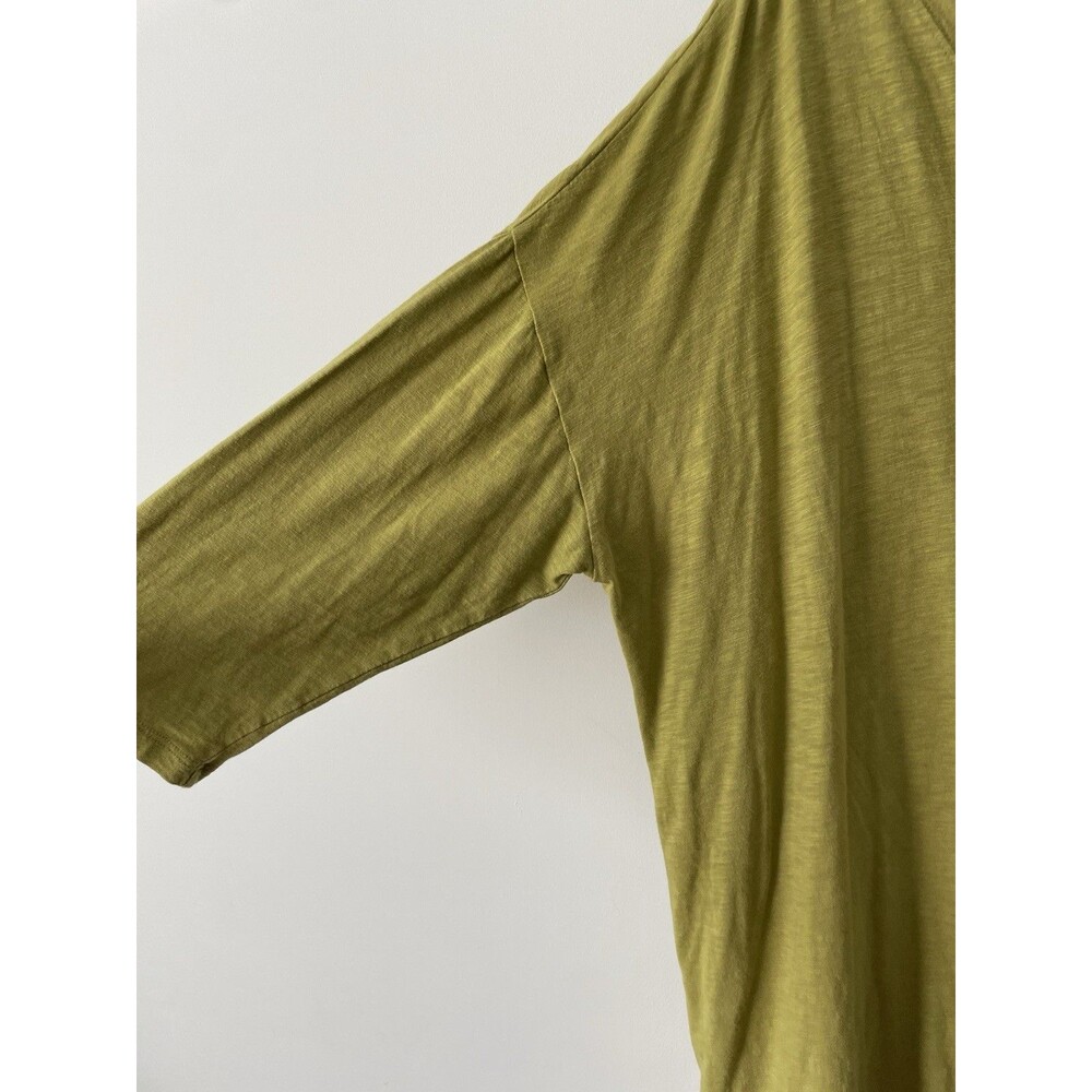 J Jill 2X Green V Neck Button Back Top 3/4 Sleeve Cotton Modal Everyday Neutral - Picture 2 of 9